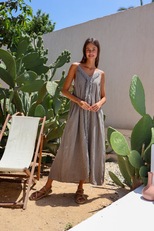 Boho Breeze kimono and Dress Set in Grey