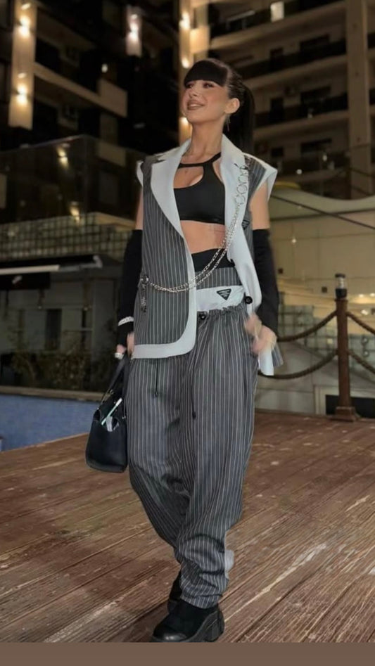 chain stripped vest set