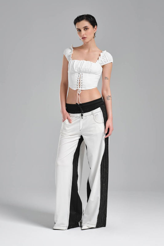 Jogger pants in crystal lines