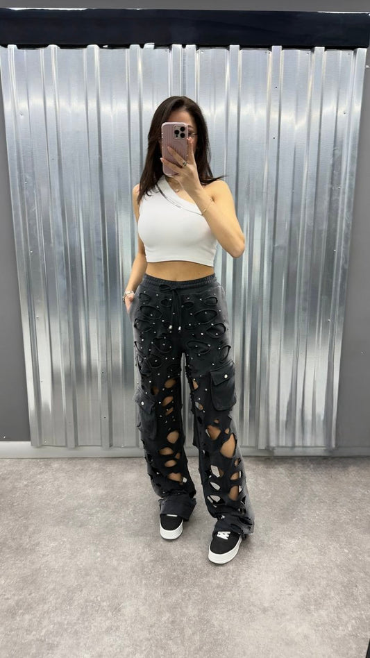 Cutout stud joggers