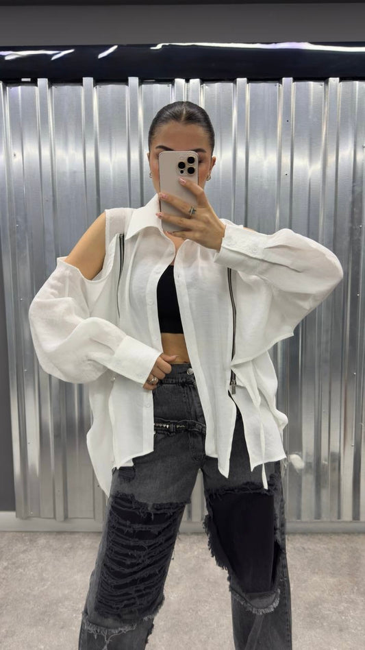 Layered zip shirt