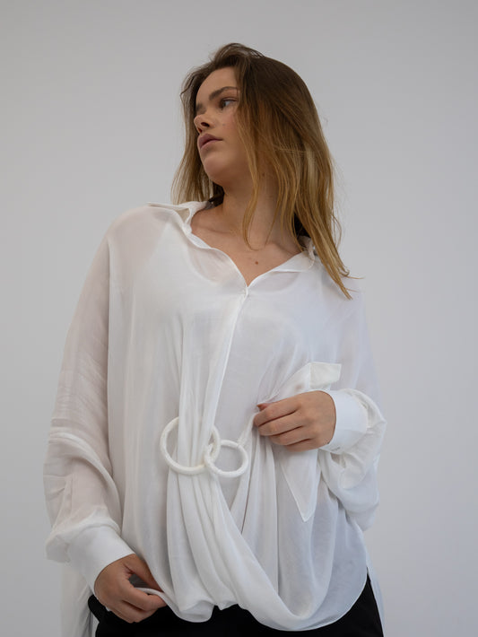 Hi Low Flare Top In White