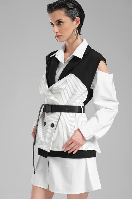 Asymmetric layered vest