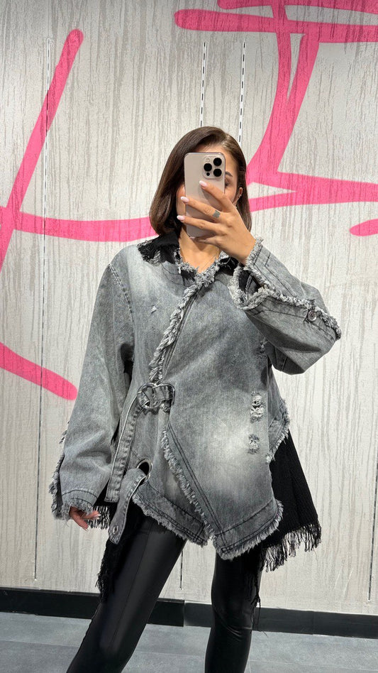 Knitted In Denim Oversized Jacket