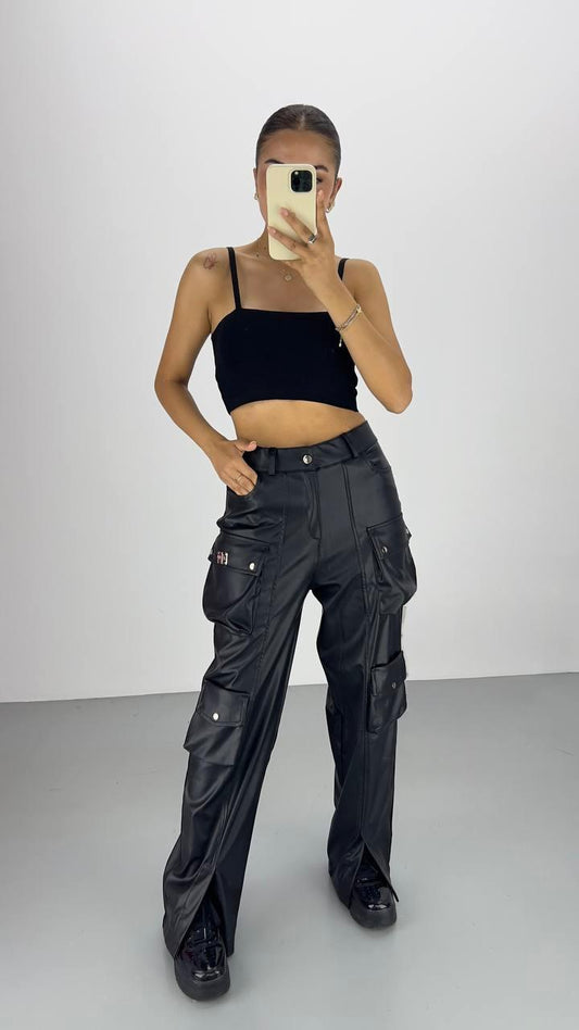 POCKET LEATHER PANTS