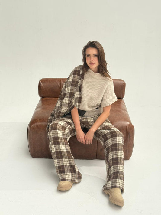 Bomber Plaid Jacket In Brown