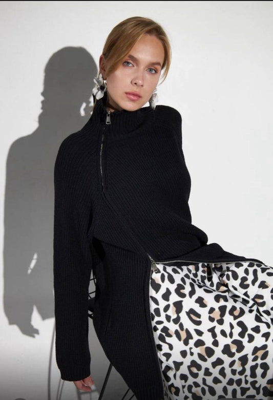 DOUBLE ZIPPER KNITTED PULLOVER