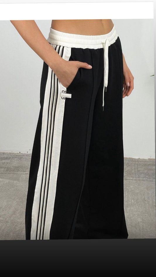 Stripped Side Pants In Black