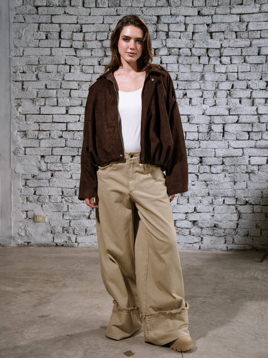 Oversized Velvet Jacket In Brown