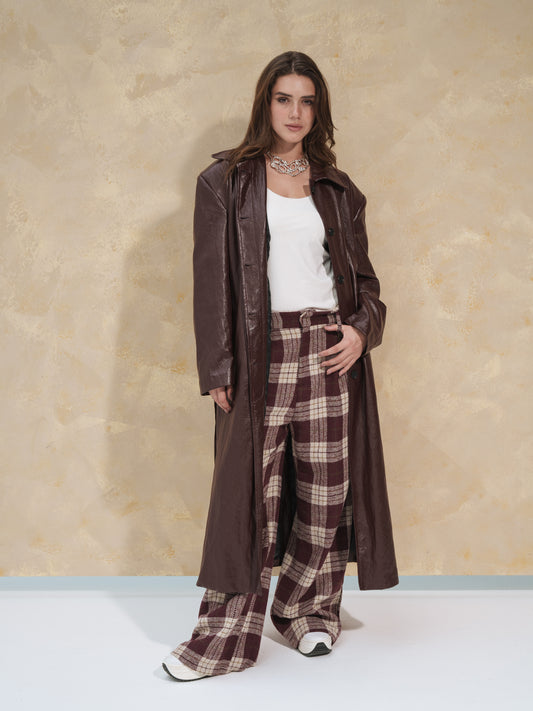 Long Gloss Leather Coat