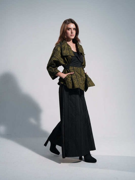 Wide Leg Stripped Pants In Black