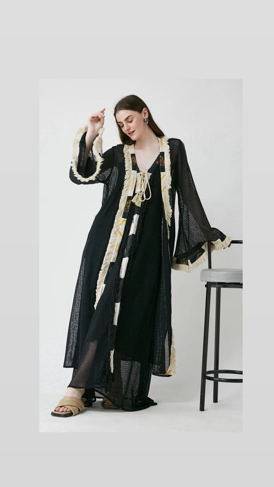 Noir Tassel Kimono