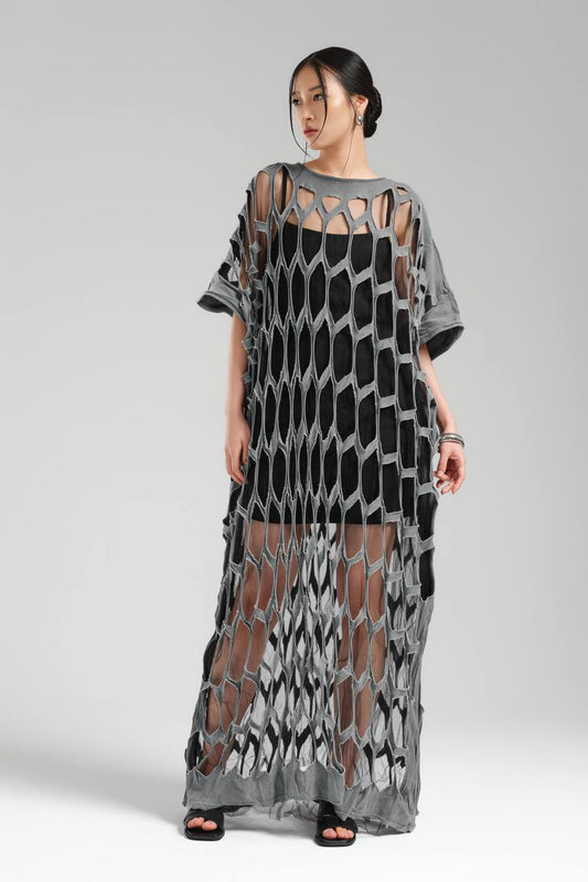 Cut out long dress in Grey