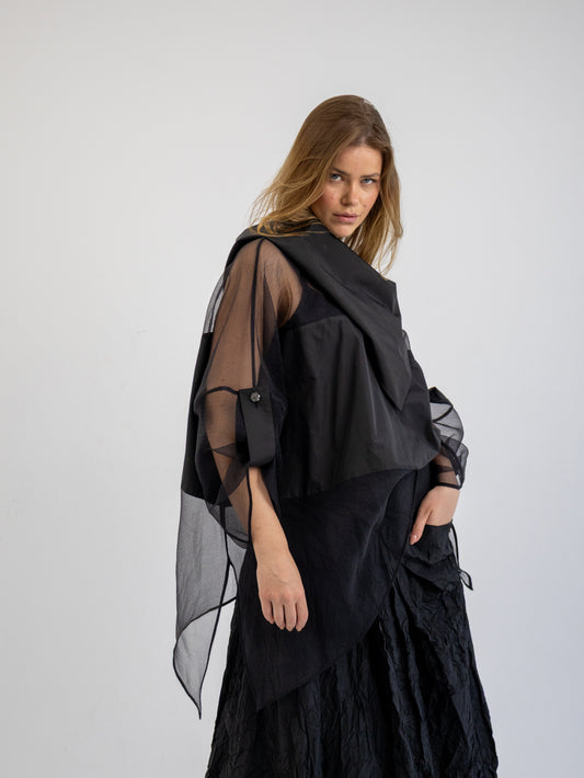 Organza Overlay Top In Black