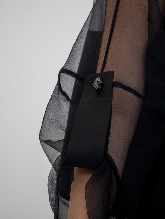 Organza Overlay Top In Black