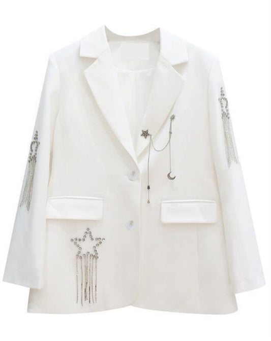 Embellished white blazer