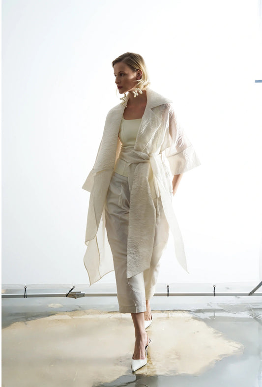Organza Statement Jacket in Off White