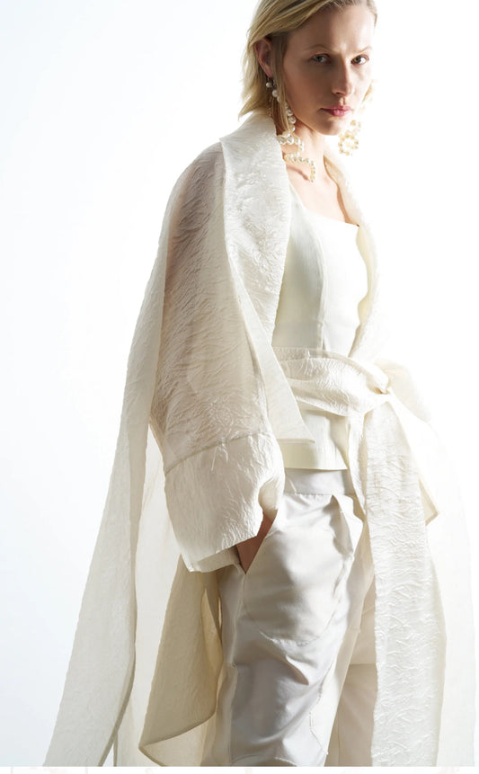 Organza Statement Jacket in Off White