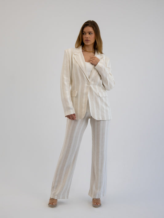 Striped Linen Suit Blazer