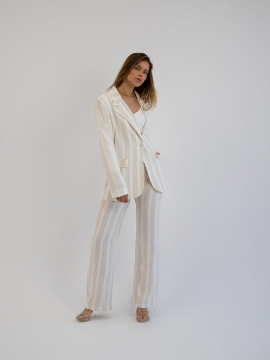 Striped Linen Suit Blazer