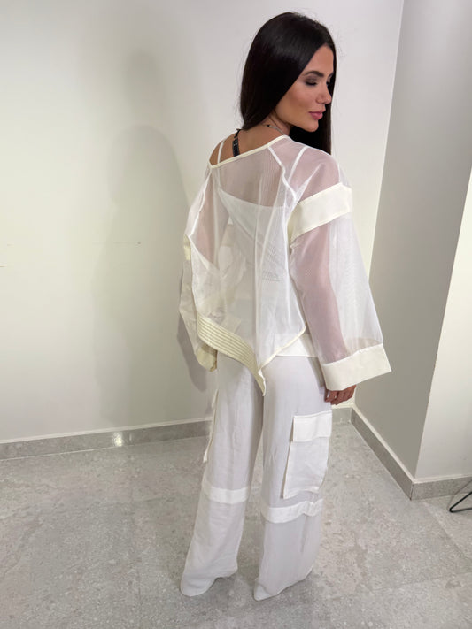 Irregular Cthrough Top In White