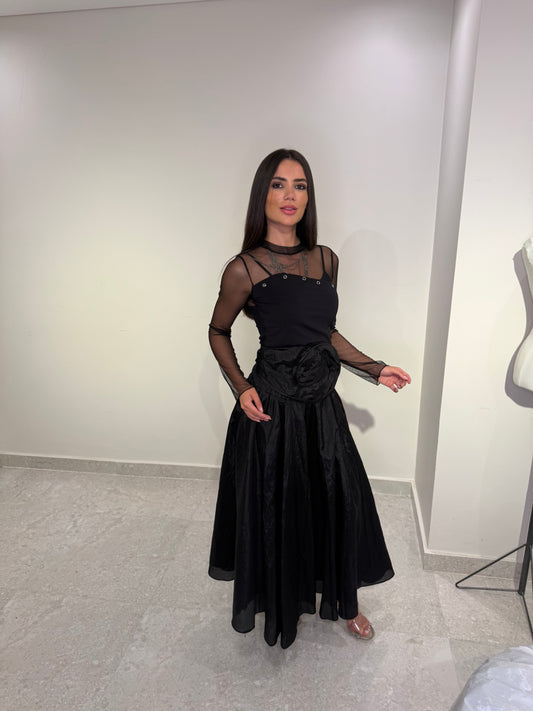 Flower Skirt In Black