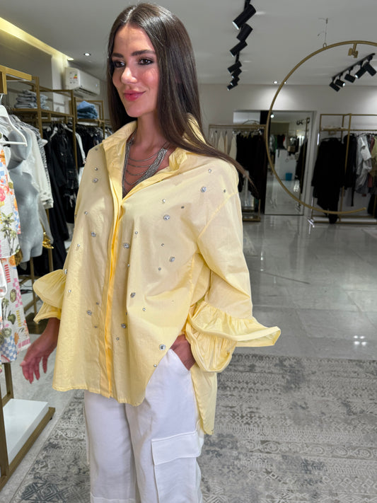Ruffles Studded Shirt In Yellow