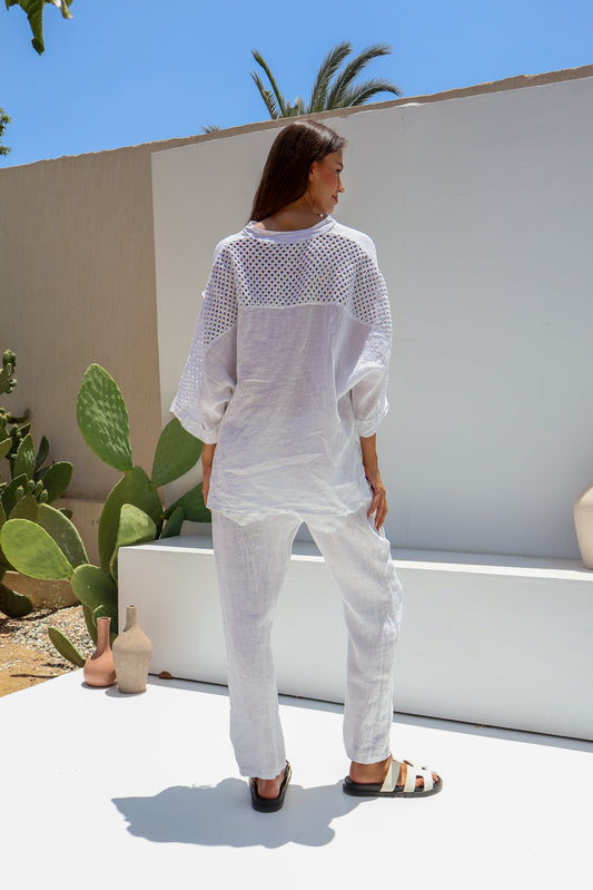 Star linen set in white