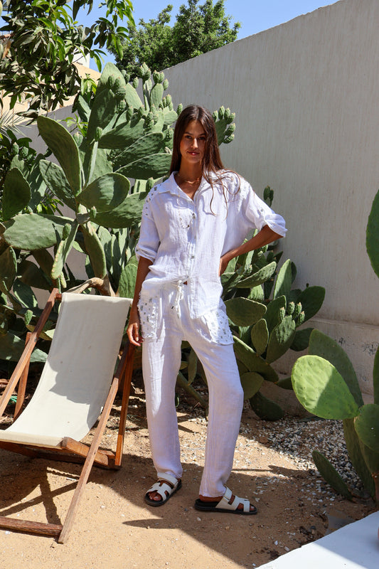 Bling linen set in white