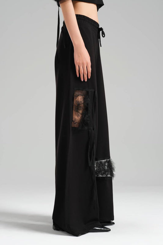 Tulle Trim Set In Black