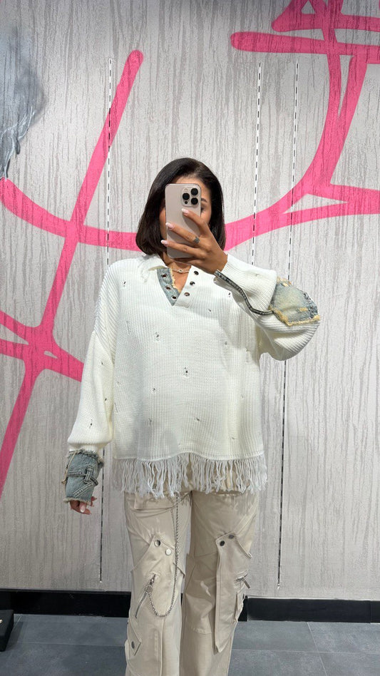 Knitted Denim Sweater