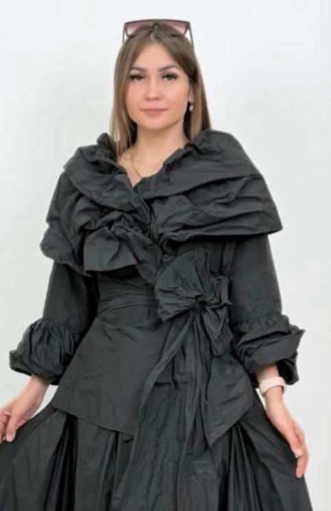 Puffy Belted Top In Black