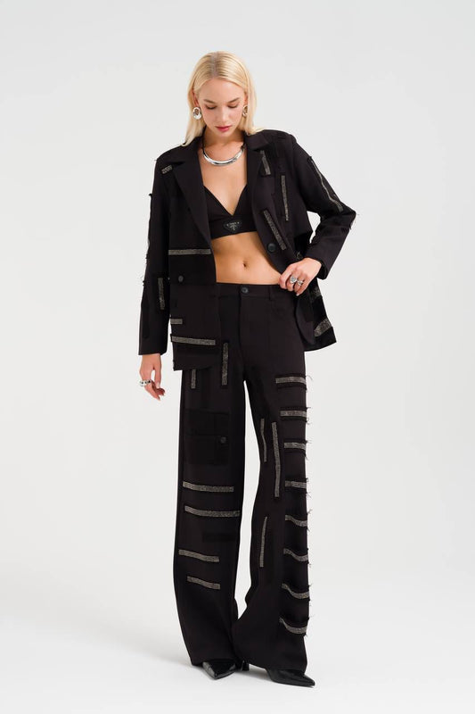 GRID BLAZER IN BLACK