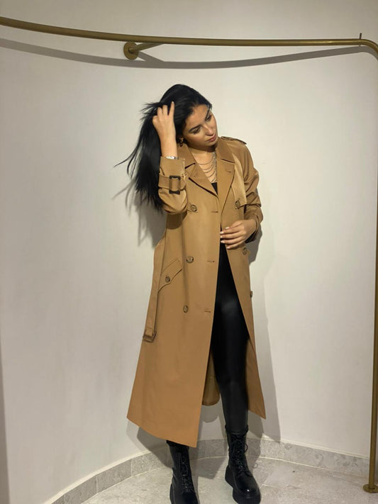 Solid Trench Coat In Camel