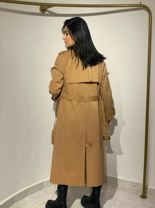Solid Trench Coat In Camel