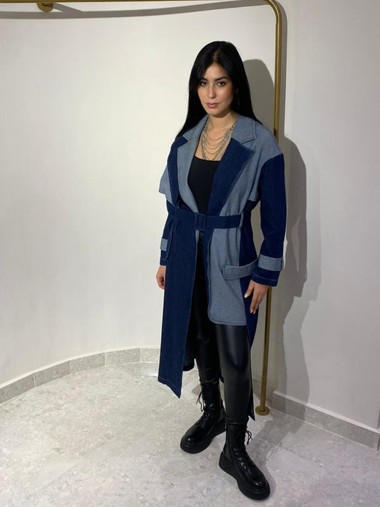 Irregular Denim Trench Coat
