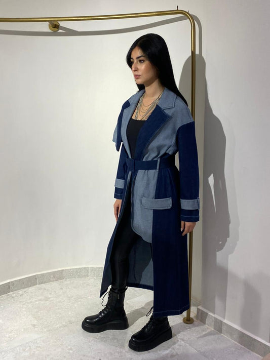 Irregular Denim Trench Coat