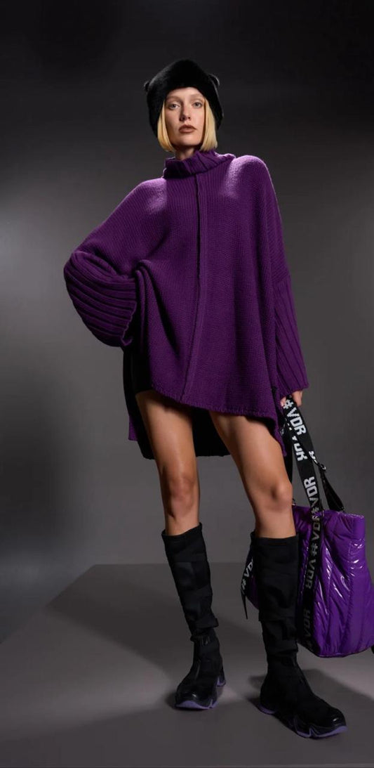 Oversized Knitted Pullover In Purple