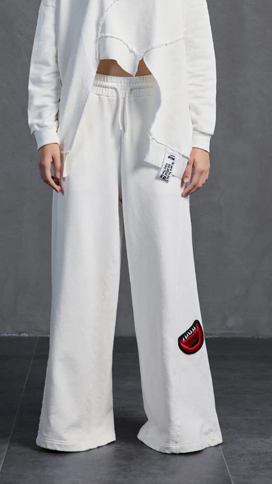 Wide-leg Sweat Pants In White