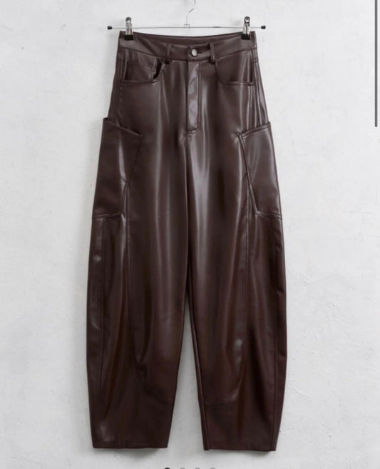 Leather Ballon Pants In Brown
