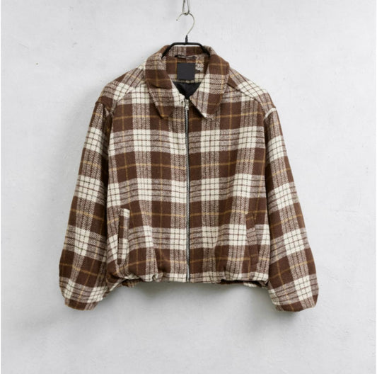 Bomber Plaid Jacket In Brown