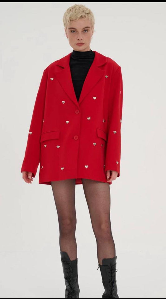 Heart-full Blazer In Red