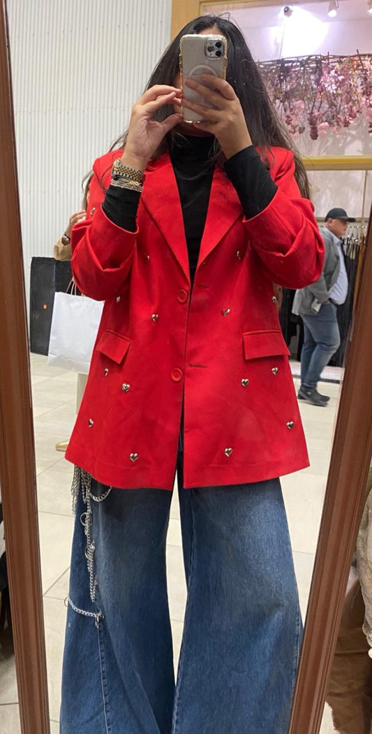 Heart-full Blazer In Red