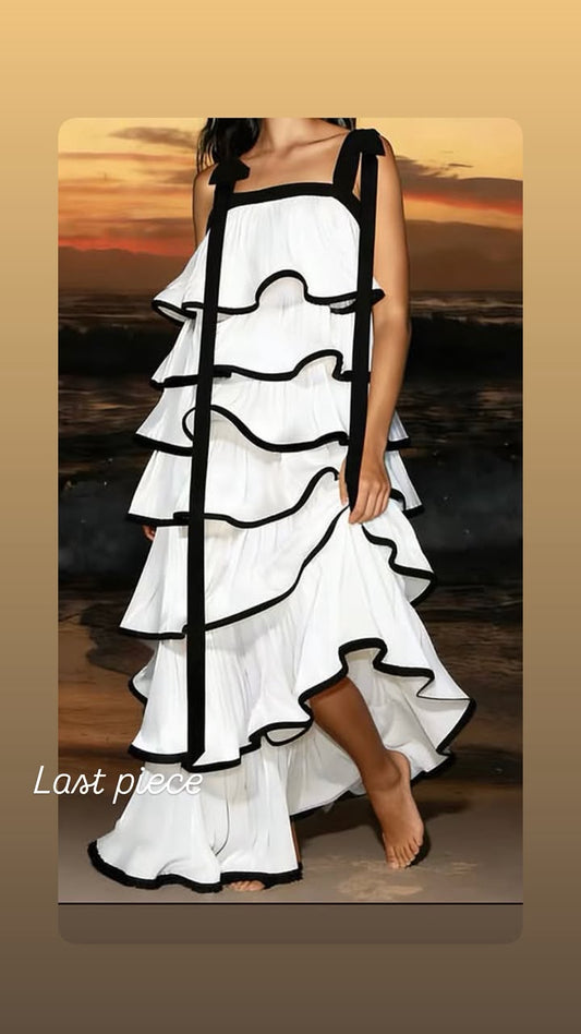Layered White In Black Dress