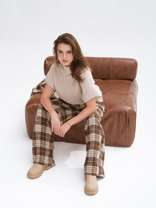 Plaid Wide-Leg Pants