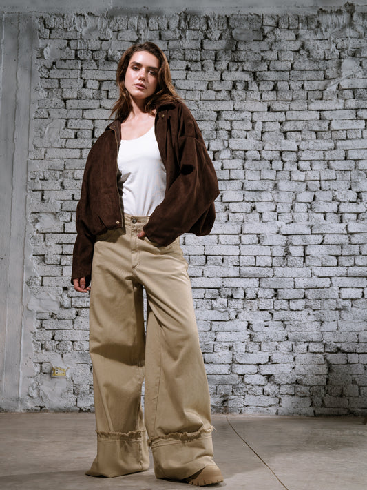 Oversized Velvet Jacket In Brown