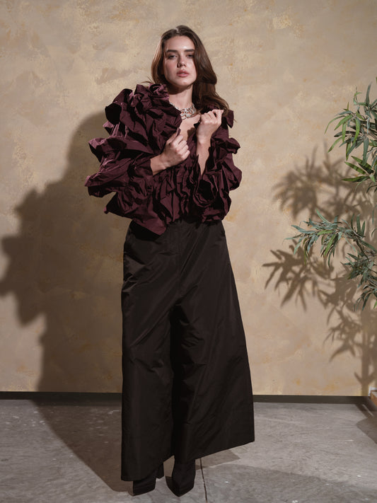 Tripple Puff Jacket In Burgundy