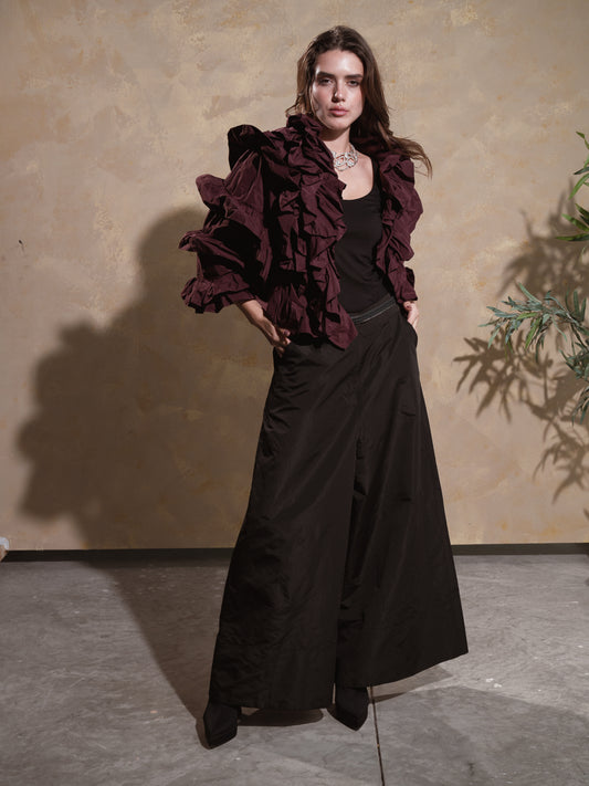 Tripple Puff Jacket In Burgundy