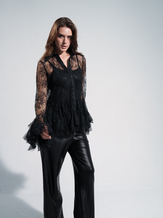 Lace Shirt In Black