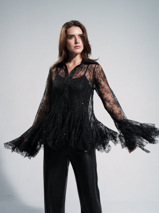 Lace Shirt In Black